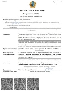 Приложение к лицензии Приложение к лицензии