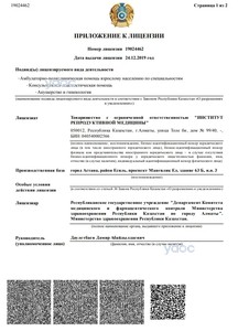 Приложение к лицензии Приложение к лицензии