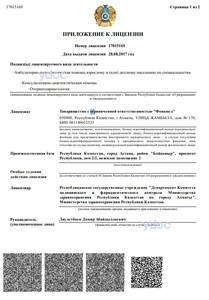 Приложение к лицензии Приложение к лицензии