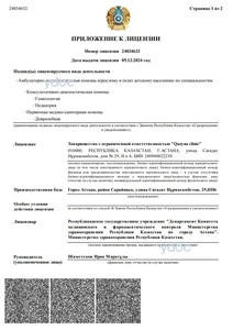 Приложение к лицензии Приложение к лицензии