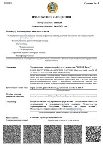 Приложение к лицензии