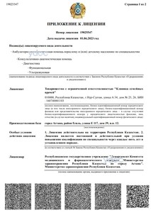 Приложение к лицензии Приложение к лицензии