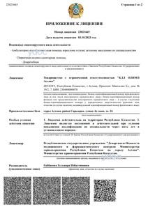 Приложение к лицензии Приложение к лицензии