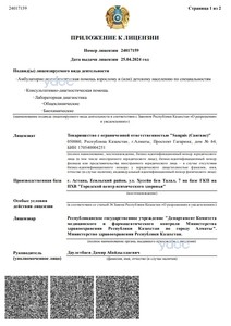 Приложение к лицензии Приложение к лицензии