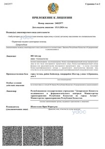 Приложение к лицензии