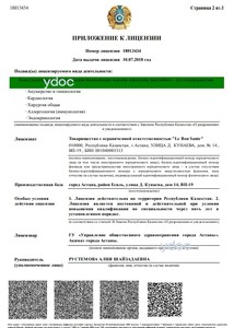 Приложение к лицензии