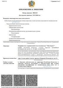 Приложение к лицензии Приложение к лицензии