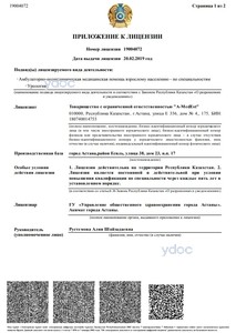 Приложение к лицензии Приложение к лицензии