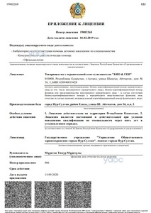 Приложение к лицензии