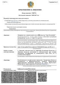 Приложение к лицензии