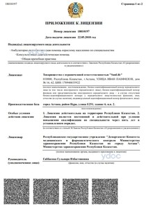 Приложение к лицензии Приложение к лицензии