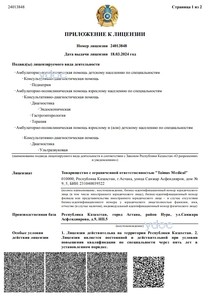 Приложение к лицензии Приложение к лицензии