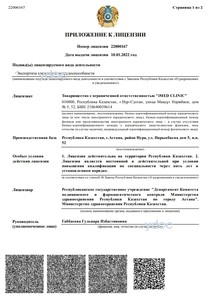 Приложение к лицензии Приложение к лицензии