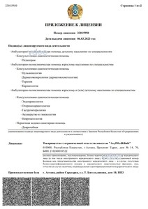 Приложение к лицензии