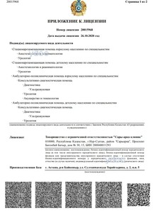 Приложение к лицензии Приложение к лицензии