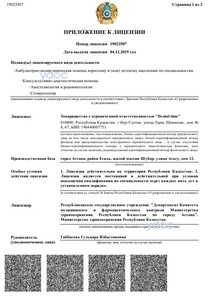 Приложение к лицензии