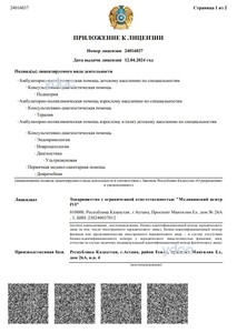 Приложение к лицензии