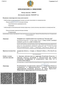 Приложение к лицензии Приложение к лицензии