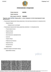 Приложение к лицензии Приложение к лицензии