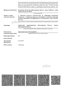 Приложение к лицензии