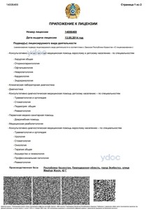 Приложение к лицензии