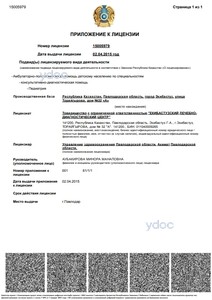 Приложение к лицензии