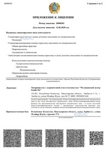 Приложение к лицензии