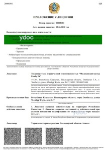 Приложение к лицензии