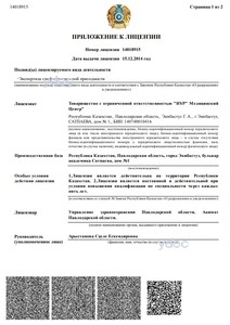 Приложение к лицензии