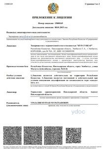 Приложение к лицензии