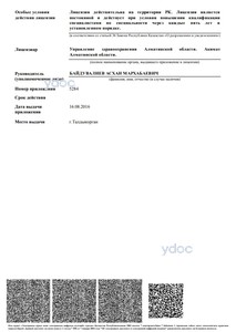 Приложение к лицензии