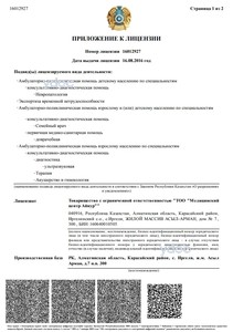 Приложение к лицензии