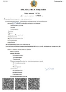 Приложение к лицензии Приложение к лицензии