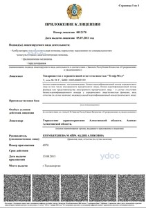 Приложение к лицензии Приложение к лицензии