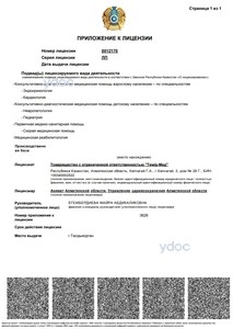 Приложение к лицензии Приложение к лицензии