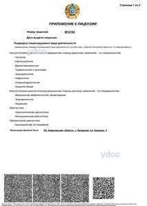 Приложение к лицензии Приложение к лицензии