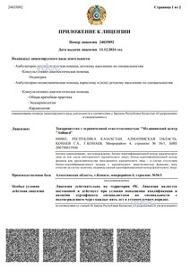 Приложение к лицензии Приложение к лицензии