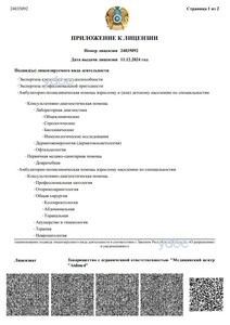 Приложение к лицензии Приложение к лицензии