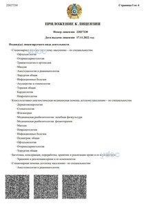 Приложение к лицензии Приложение к лицензии