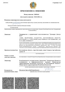 Приложение к лицензии Приложение к лицензии