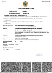 Приложение к лицензии Приложение к лицензии