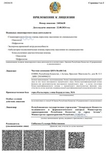 Приложение к лицензии Приложение к лицензии