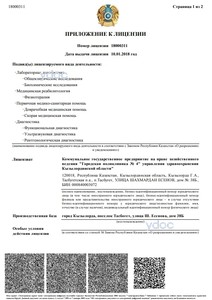 Приложение к лицензии Приложение к лицензии