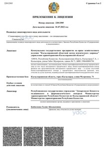 Приложение к лицензии Приложение к лицензии