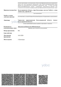 Приложение к лицензии