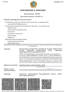 Приложение к лицензии Приложение к лицензии