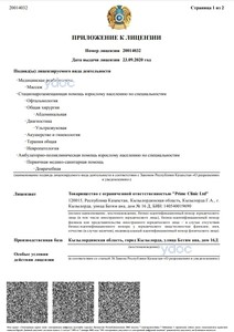 Приложение к лицензии Приложение к лицензии