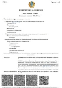 Приложение к лицензии Приложение к лицензии