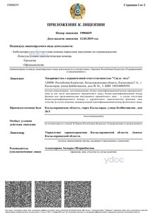 Приложение к лицензии Приложение к лицензии