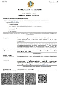 Приложение к лицензии Приложение к лицензии